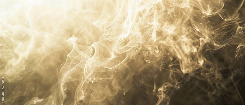 Obraz premium Abstract Golden Smoke Background with Swirling Patterns and Light Effects for Creative Design and Artistic Projects