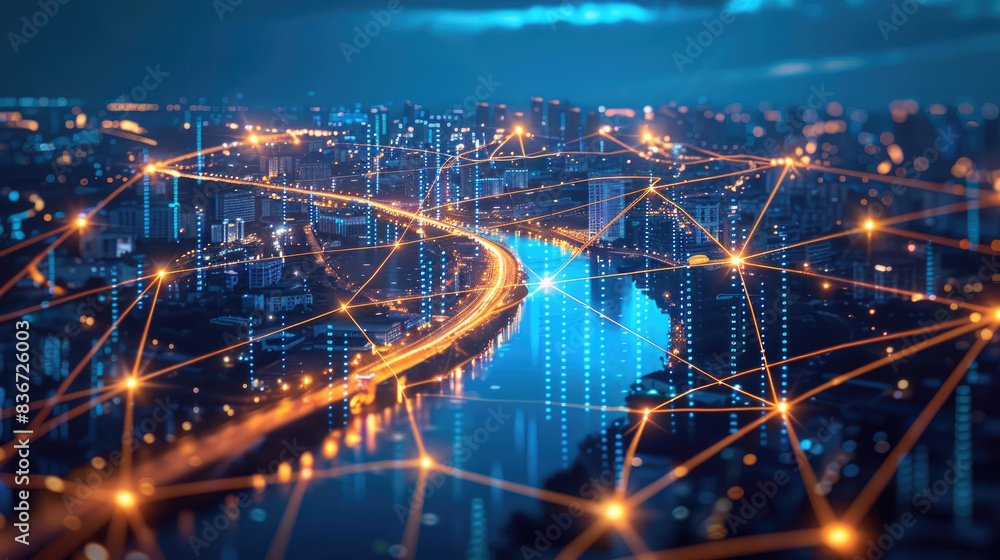 Obraz premium Smart city and communication network concept. 5G network concept