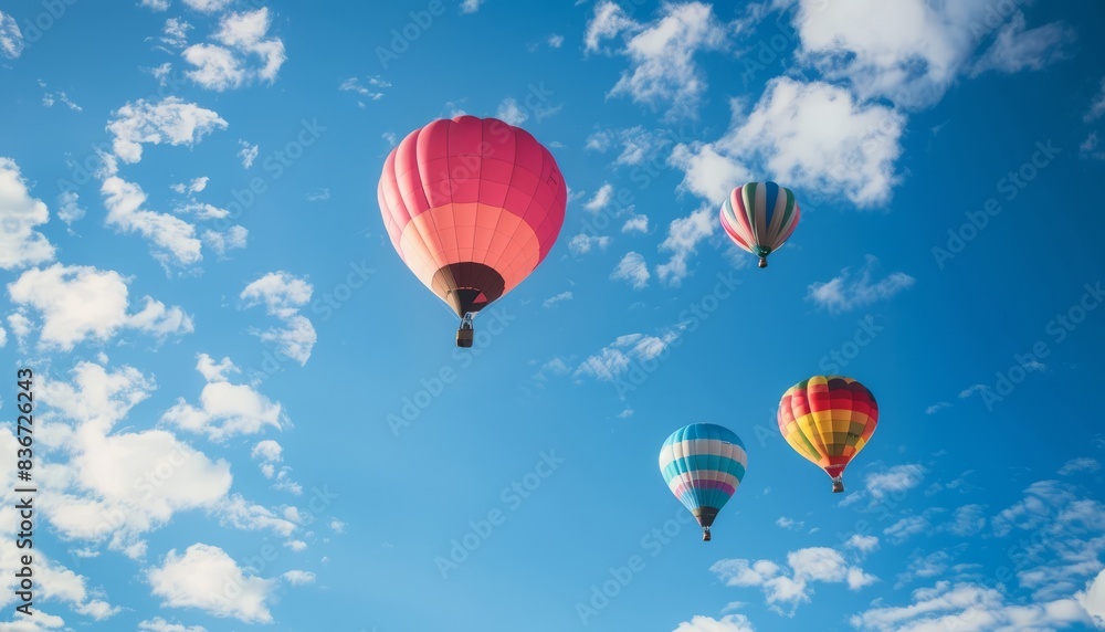 Obraz premium Blue Bliss: Vibrant Hot Air Balloons Soaring in the Sky
