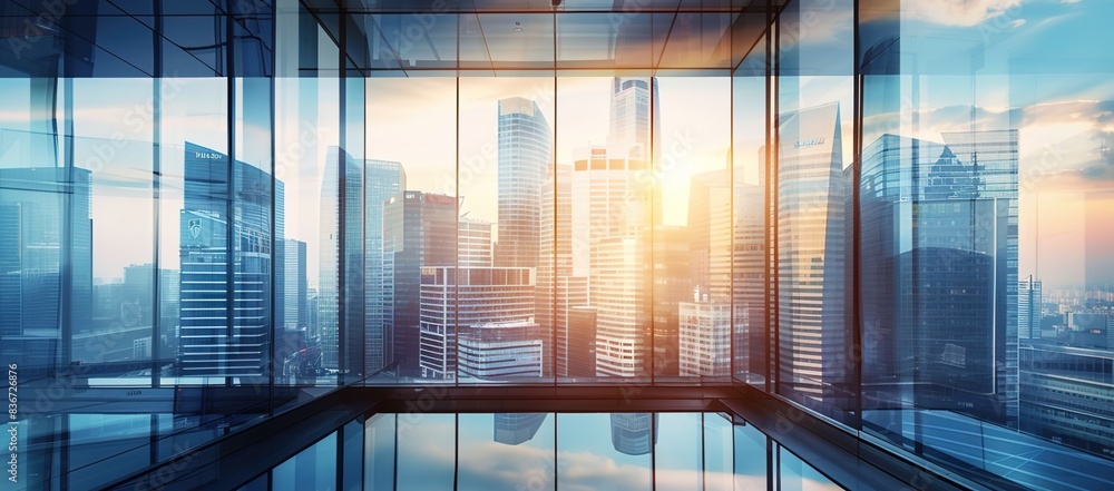 Empty modern business office skyscrapers. High-rise buildings in commercial district with blue sky and sunshine. Bright and modern high tech office background
Empty modern business office skyscrapers. High-rise buildings in commercial district with blue sky and sunshine. Bright and modern high tech office background