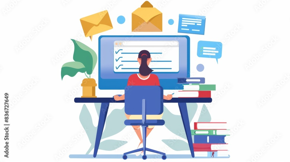 A student is taking an online test as part of a distance learning assessment. A student is taking an online test as part of a distance learning assessment.