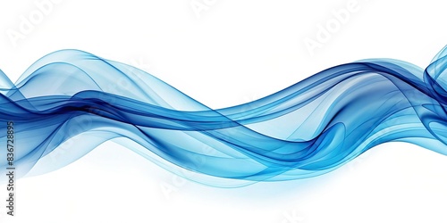 Fluid blue waves of vapor on a clean white background, embodying a serene and airy aesthetic, blue, waves, vapor, white, background, serene, aesthetic, abstract, smooth, flowing, fog, mist photo