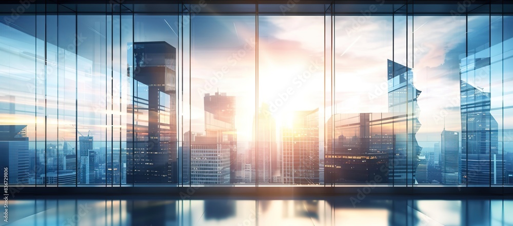 Empty modern business office skyscrapers. High-rise buildings in commercial district with blue sky and sunshine. Bright and modern high tech office background
Empty modern business office skyscrapers. High-rise buildings in commercial district with blue sky and sunshine. Bright and modern high tech office background
