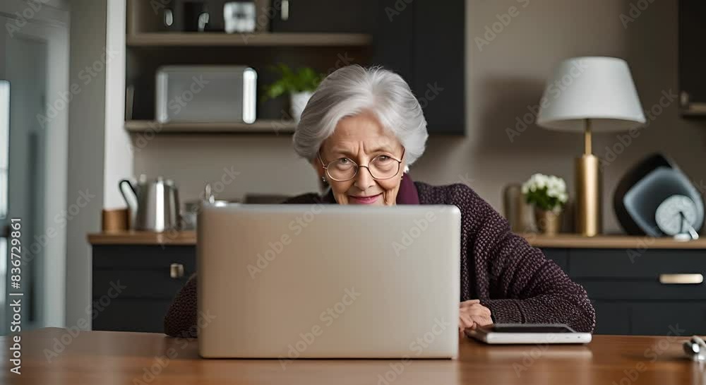 Senior lady using laptop at home. Senior lady using laptop at home.