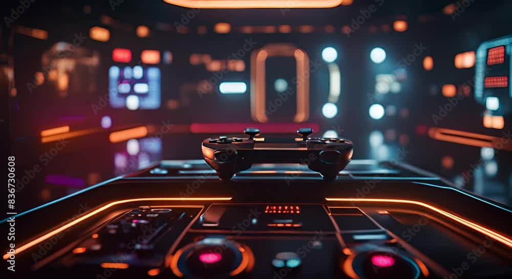 Video game console controller on a modern background. Video game console controller on a modern background.