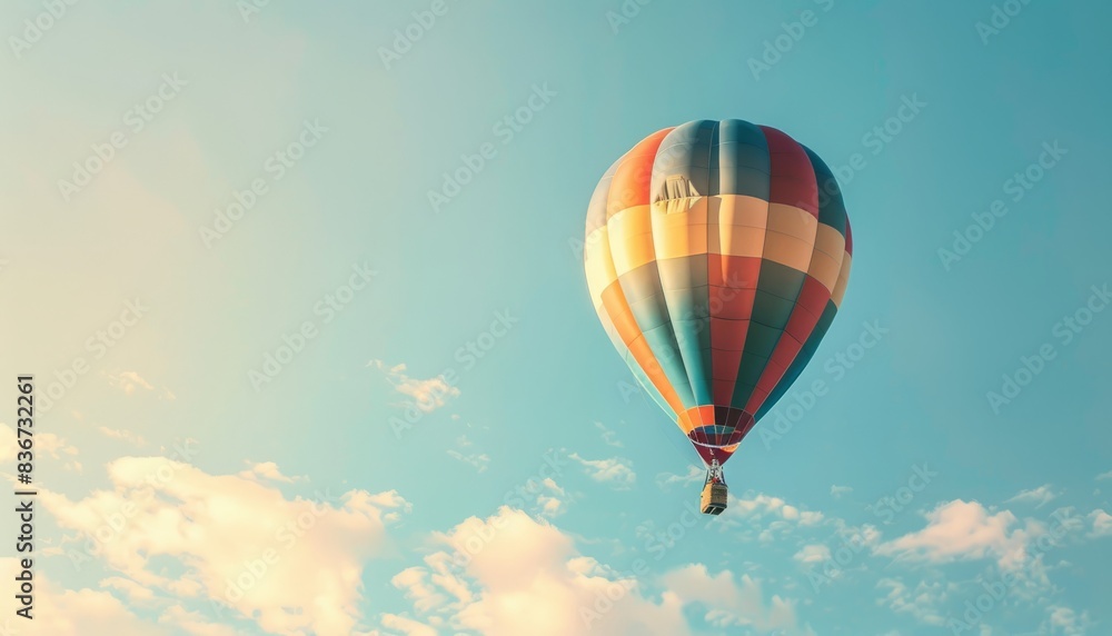 Naklejka premium Up, Up, and Away! Exploring the World in a Colorful Hot Air Balloon