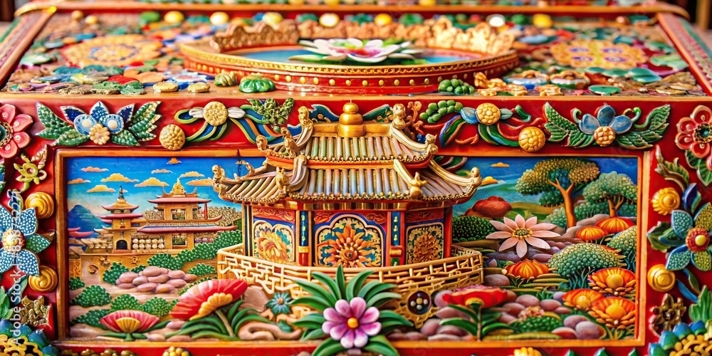 Traditional Chinese craft of handmade creations with intricate details
