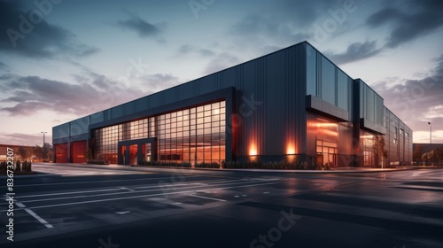 Obraz na płótnie Modern logistics warehouse illuminated w salonie