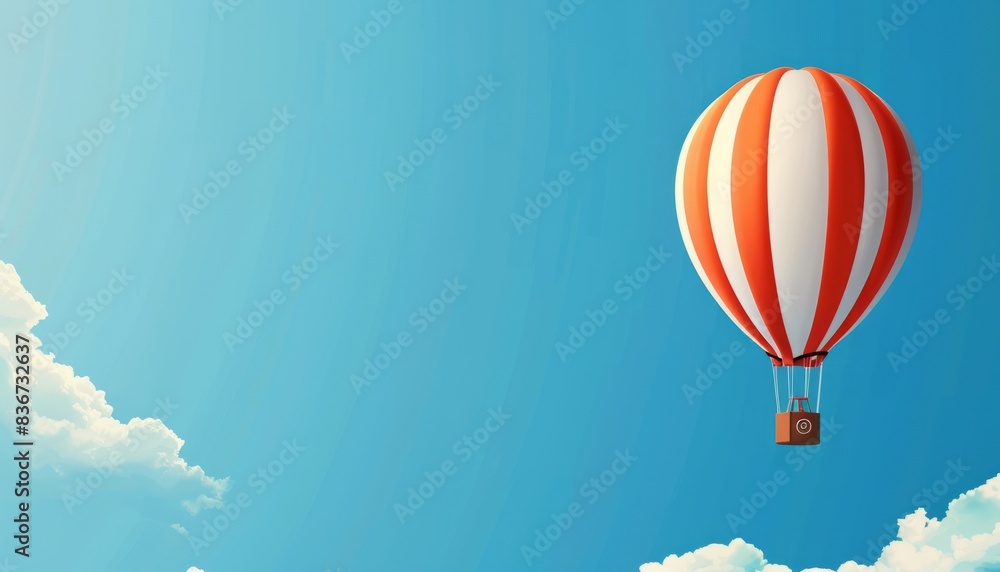 Vibrant Hot Air Balloon Soaring Through the Blue Sky - AR 7:4 Vibrant Hot Air Balloon Soaring Through the Blue Sky - AR 7:4