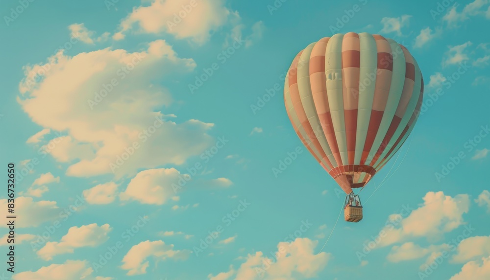 Naklejka premium Spectacular Colorful Hot Air Balloon Soaring through the Blue Sky