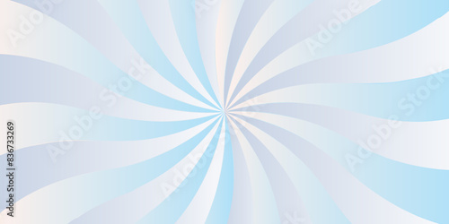 Abstract background with sunburst pattern blue and white gradient vector ray design. Vintage sunrays illustration swirl grunge backdrop line texture.	