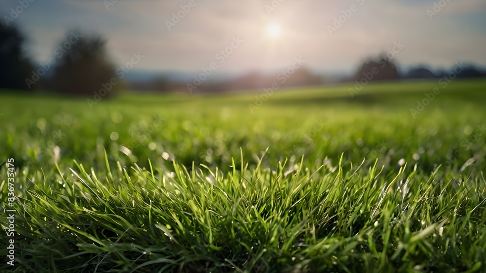 A lush, verdant field of green grass whispers stories of summer days past, each blade vibrant and teeming with life