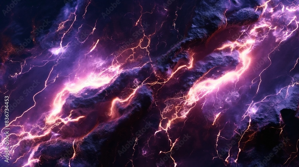 Abstract image of colorful lightning in a dark, cloud-like environment with vibrant pink and purple hues. Abstract image of colorful lightning in a dark, cloud-like environment with vibrant pink and purple hues.