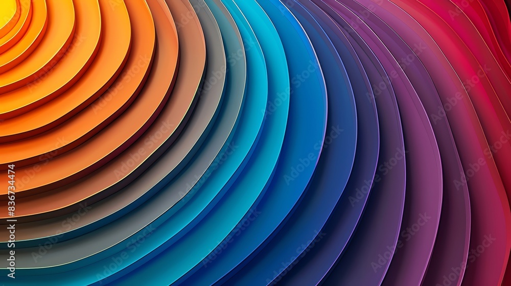 rainbow colors, wave gradient shape over Pewter gray background, round, centered