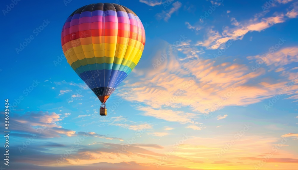 Fototapeta premium Vivid Dreams: The Stunning Colors of a Hot Air Balloon at Sunrise
