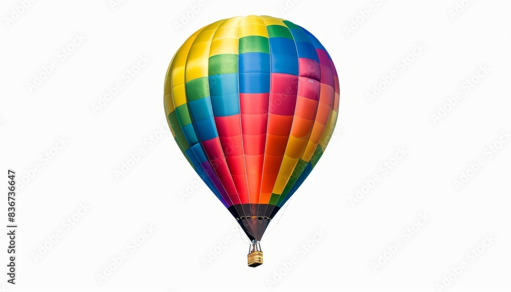 Obraz premium Vibrant Hot Air Balloon Soaring in Solitude on a White Canvas