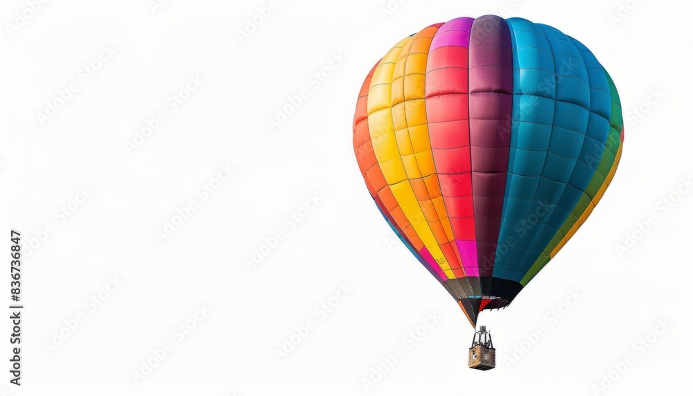 Fototapeta premium Vibrant Hot Air Balloon Soaring in a Blank Canvas Sky