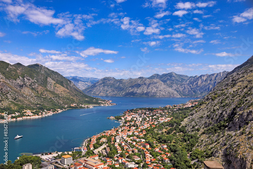 Aerial view Kotor and Boka bay,Montenegro photo