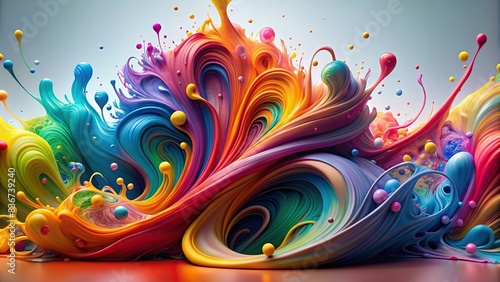 Vibrant colorful paint swirls and splashes on white background   vibrant  colorful  paint  swirls  splashes  bright  liquid  dynamic  curves  background  acrylic  fluid  vortex  creative