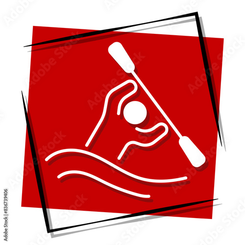 canoe red banner. Vector illustration.