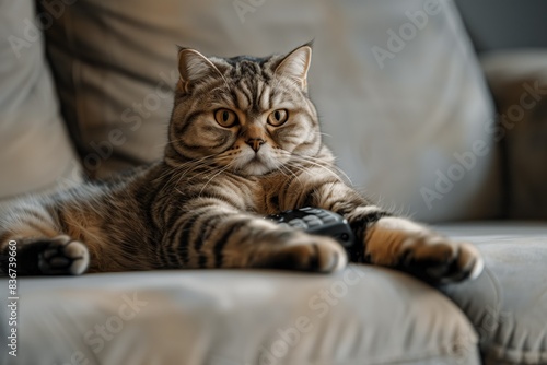 Scottish Fold Cat Relaxing on Sofa © Angs