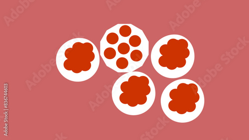 Some plates have sweets. Sweet fare on a white plate.