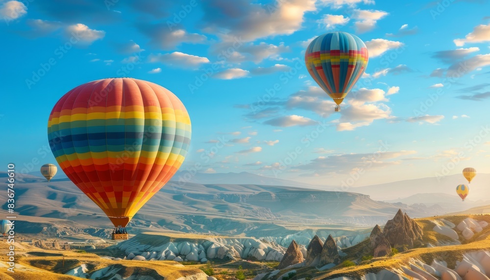 Enchanting Balloon Ride: Aerial Views of Cappadocia's Red Valley and Volcanic Mountains Enchanting Balloon Ride: Aerial Views of Cappadocia's Red Valley and Volcanic Mountains