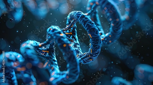 A blue and orange spiral DNA strand