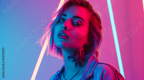 An attractive girl with cyberpunk vibe