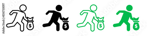 Thief icon logo set vector