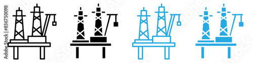 Oil platform icon logo set vector