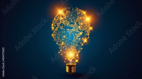 Fototapeta Naklejka Na Ścianę i Meble -  Symbolism of global energy crisis Abstract light bulb world map 