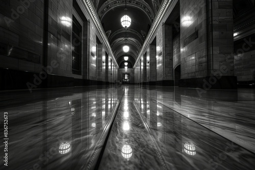 perspective of window element in Grand Central Terminal new york black & white