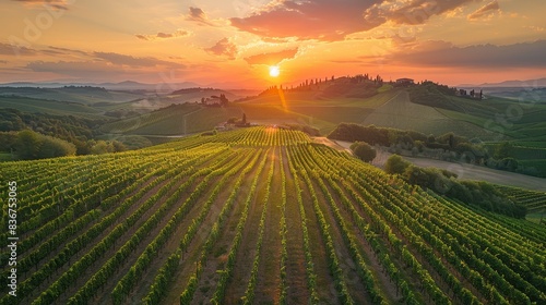 Sunset Over Tuscany Vineyards Home