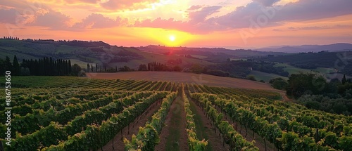 Sunset Over Tuscany Vineyards Home