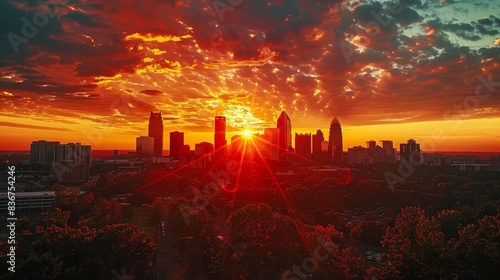 Sunset over the Charlotte NC skyline i photo