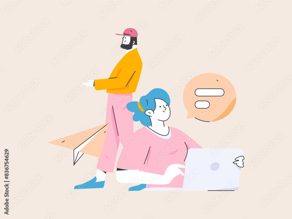 Communicate with consultants flat vector character concept operation hand drawn illustration
Communicate with consultants flat vector character concept operation hand drawn illustration