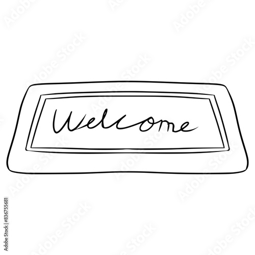 shoes door mat illustration hand drawn outline vector