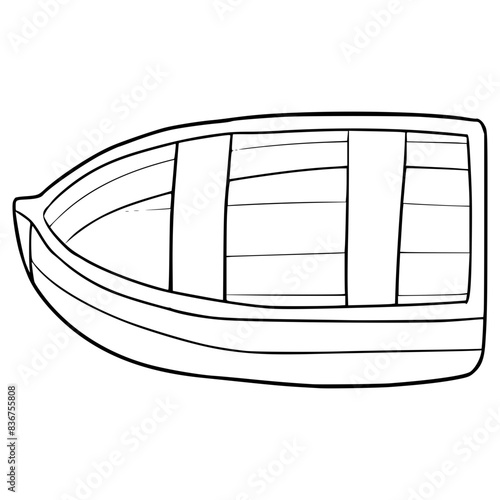 wooden boat illustration hand drawn outline vector