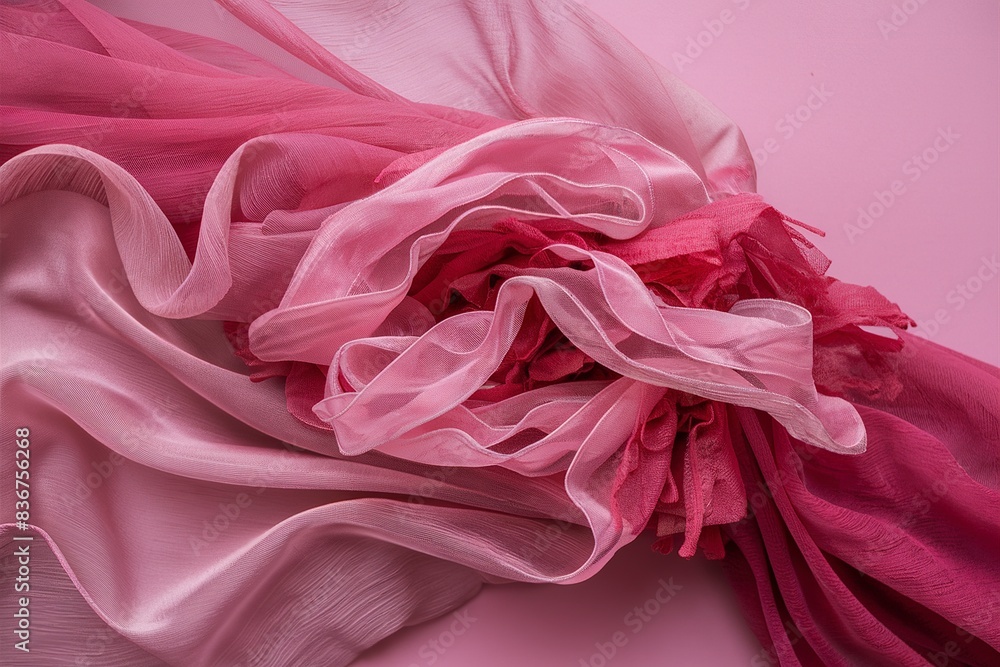 Obraz premium Delicate pink organza chiffon fabric background