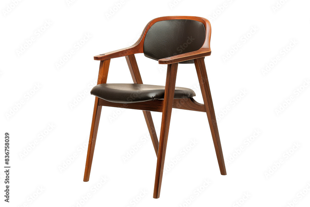 Modern Wooden Chair with Black Leather Seat Modern Wooden Chair with Black Leather Seat