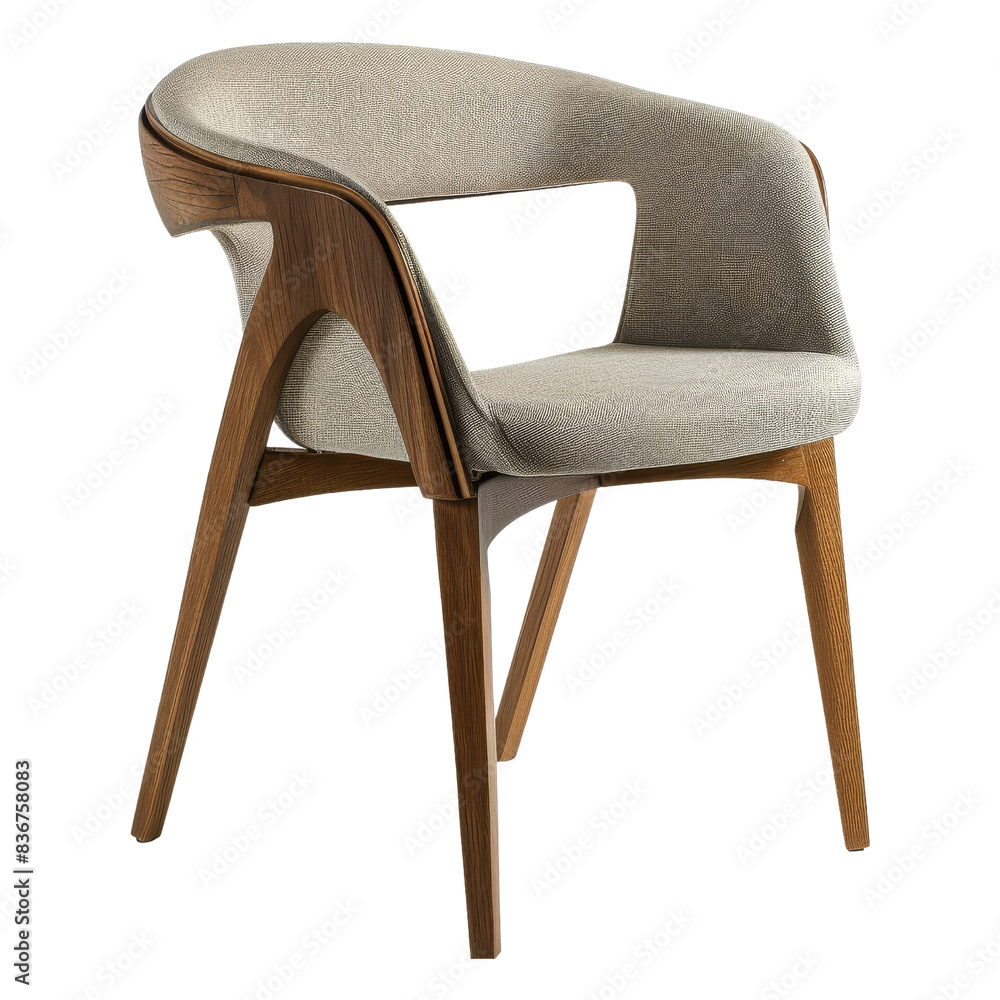 Modern Wooden Chair with Beige Upholstery Modern Wooden Chair with Beige Upholstery
