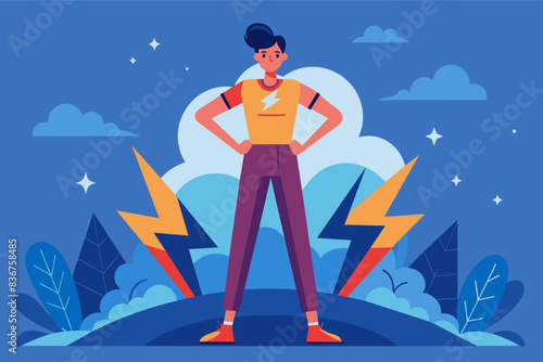 a woman standing in front of a lightning bolt, Successfully overcoming a phobia brings a boost in confidence
