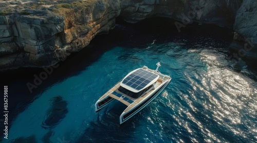 Solar-powered catamaran for eco-friendly marine transportation 