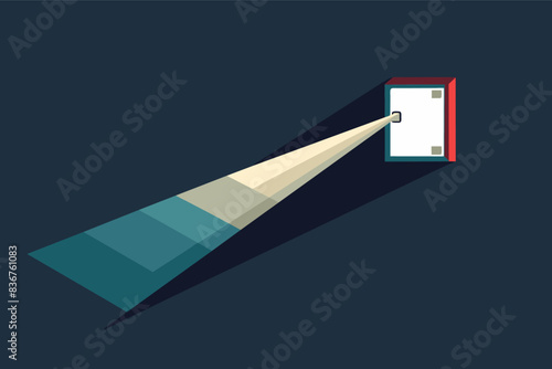 a computer screen with a light coming out of it, minimalist vector light switch casting a beamlight into darkness, symbolizing the powerchoice photo