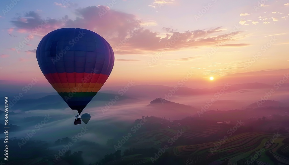 Obraz premium Up, Up, and Away: A Magical Hot Air Balloon Journey in 4K Splendor