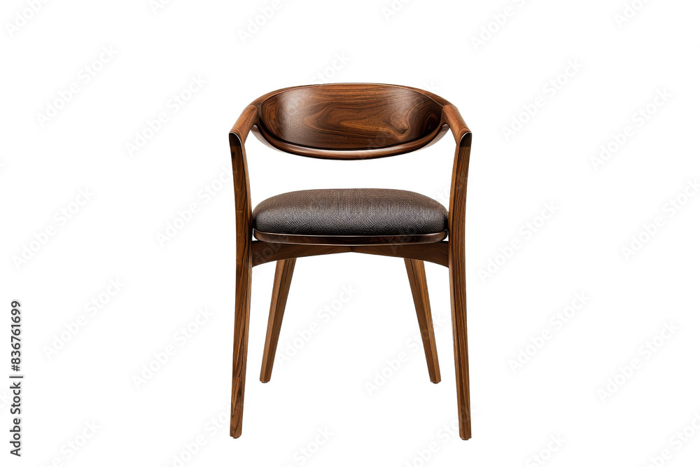 Modern Wooden Chair with Brown Leather Seat Modern Wooden Chair with Brown Leather Seat
