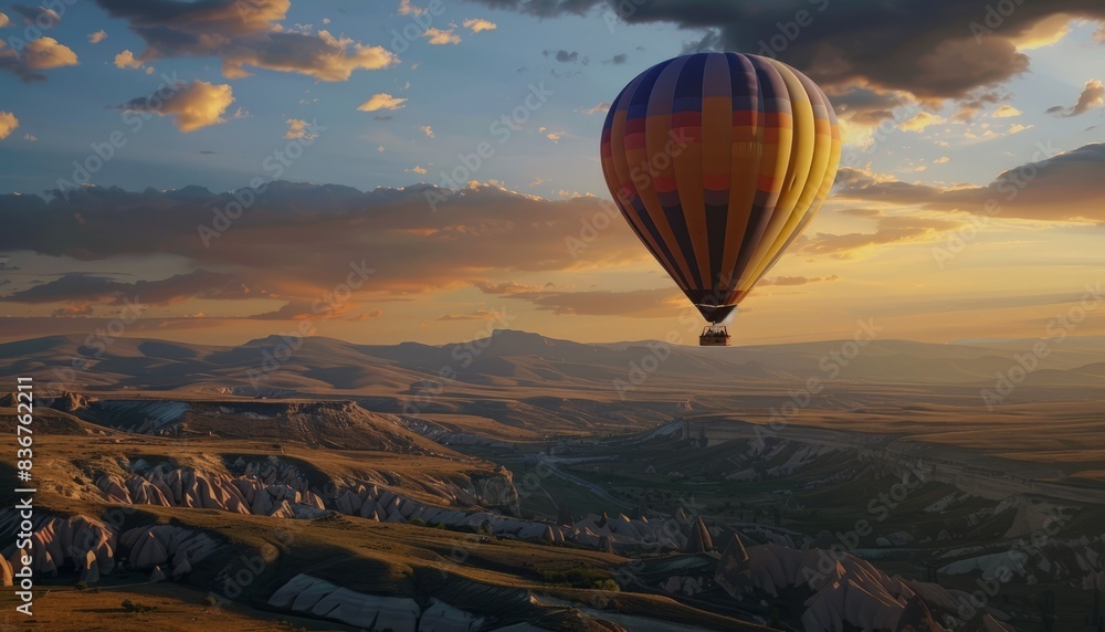 Obraz premium Sky-High Adventures: A Journey Through the Clouds in a Hot Air Balloon