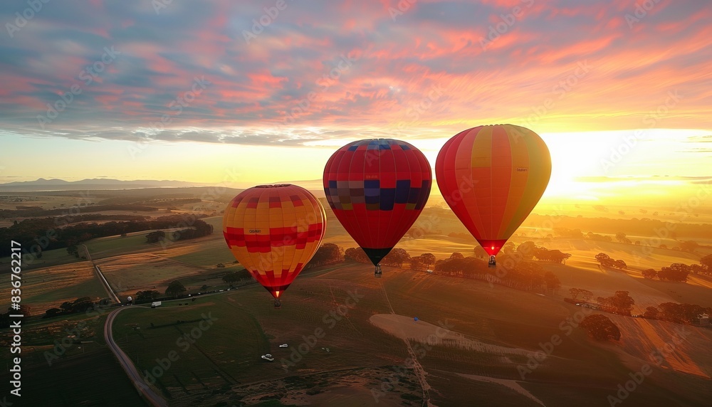 Obraz premium Skyward Soaring: A Journey through the Clouds in a Hot Air Balloon
