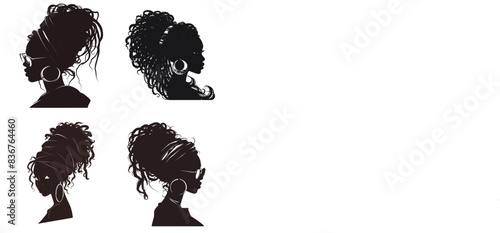 Hand drawn black woman silhouette